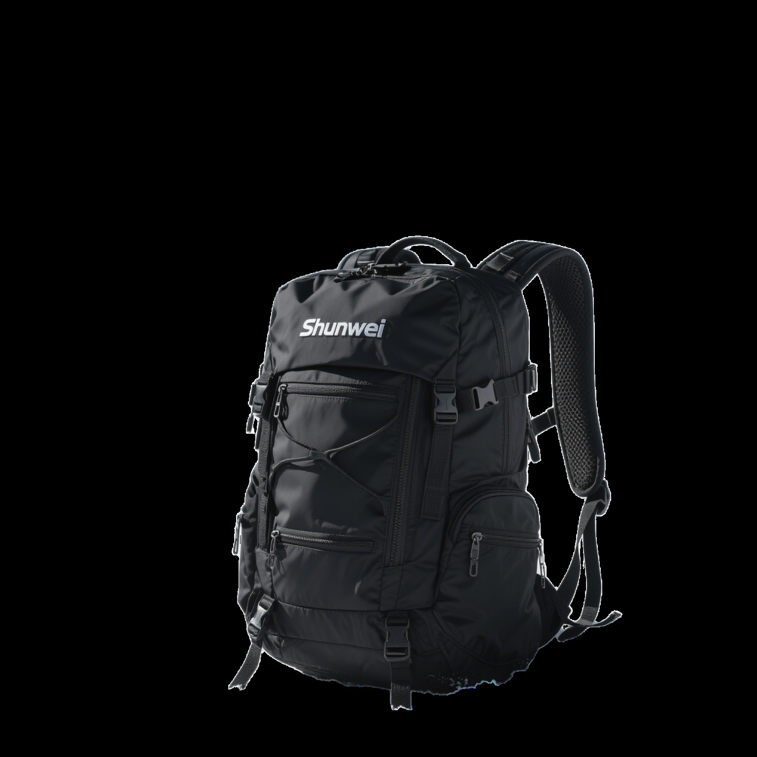 Black hiking equipment bag