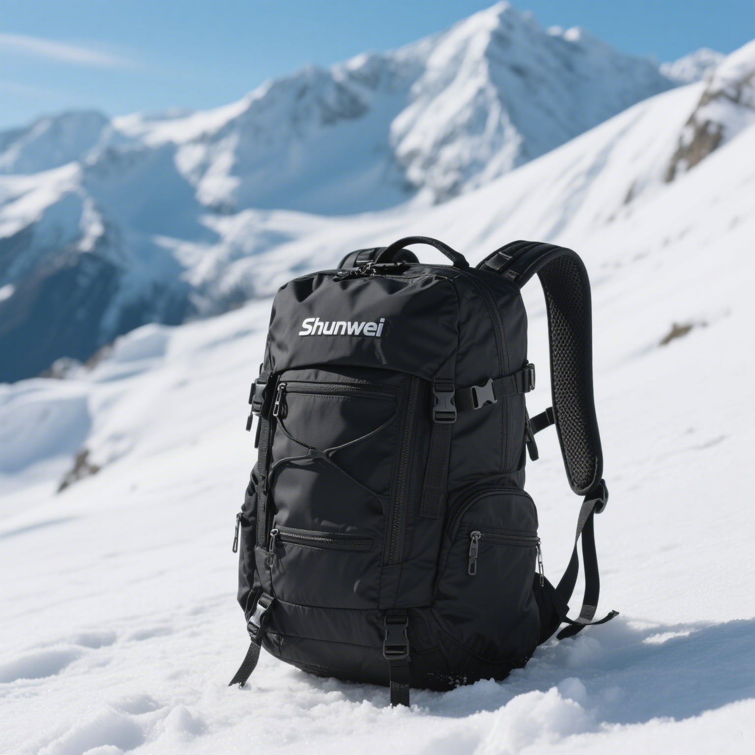 Black hiking equipment bag