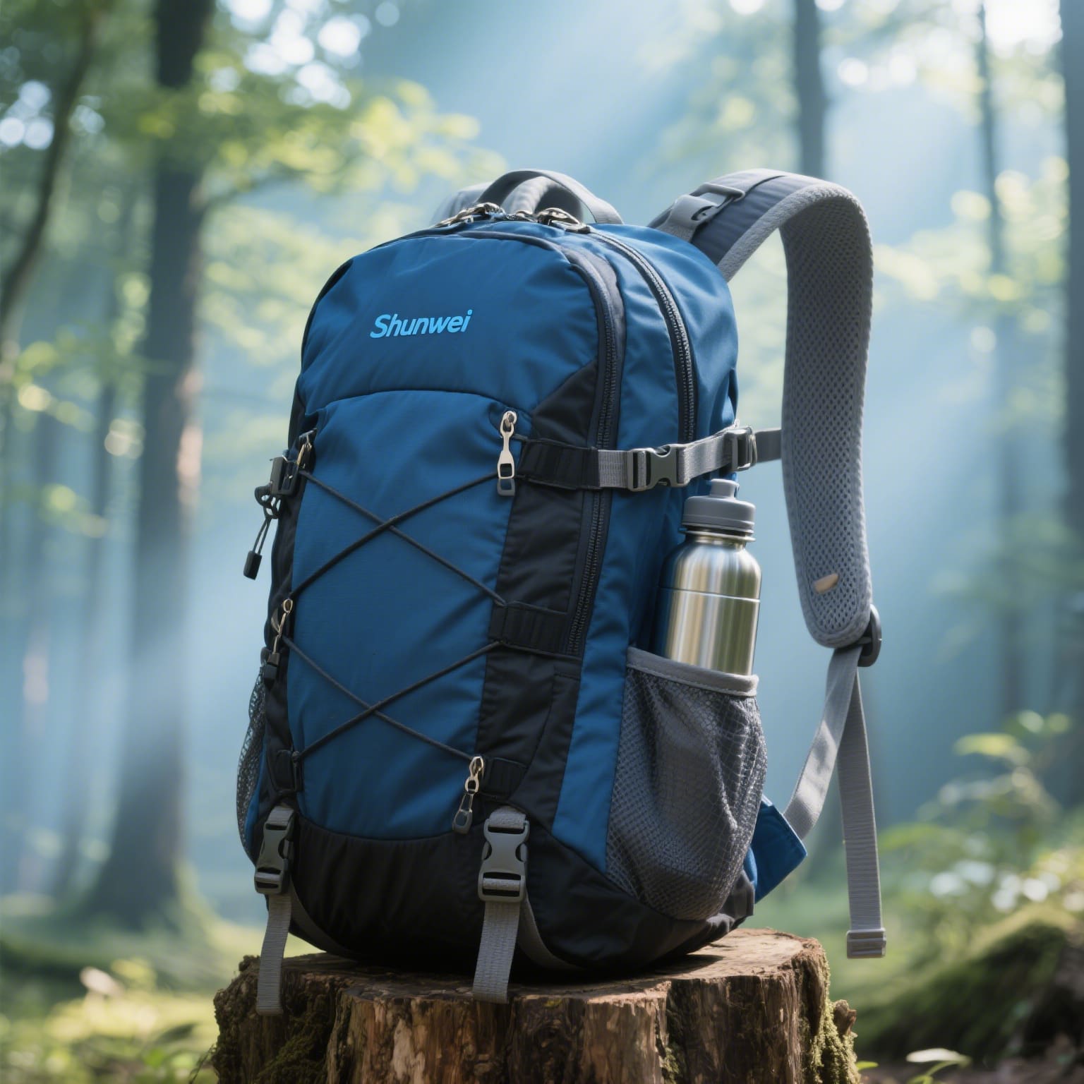 Blue classic style hiking bag