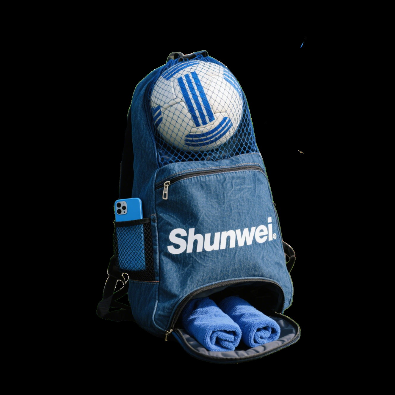Blue portable football bag