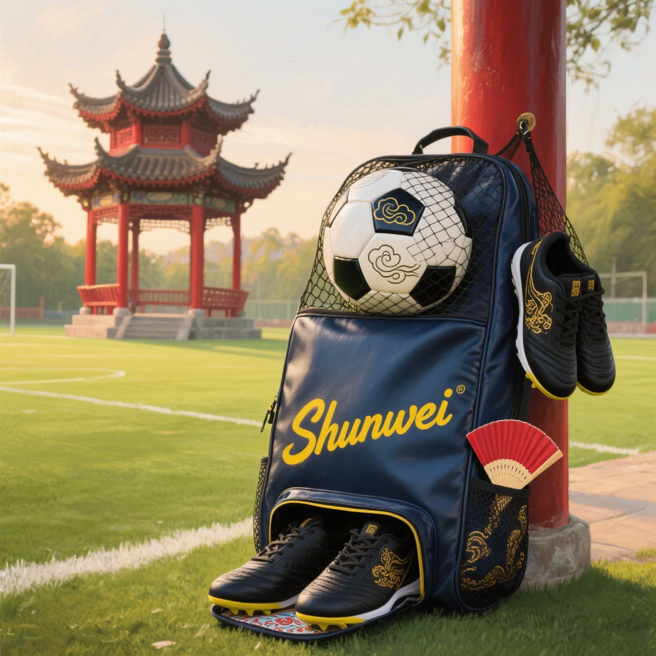 Blue vintage double-compartment sports bag