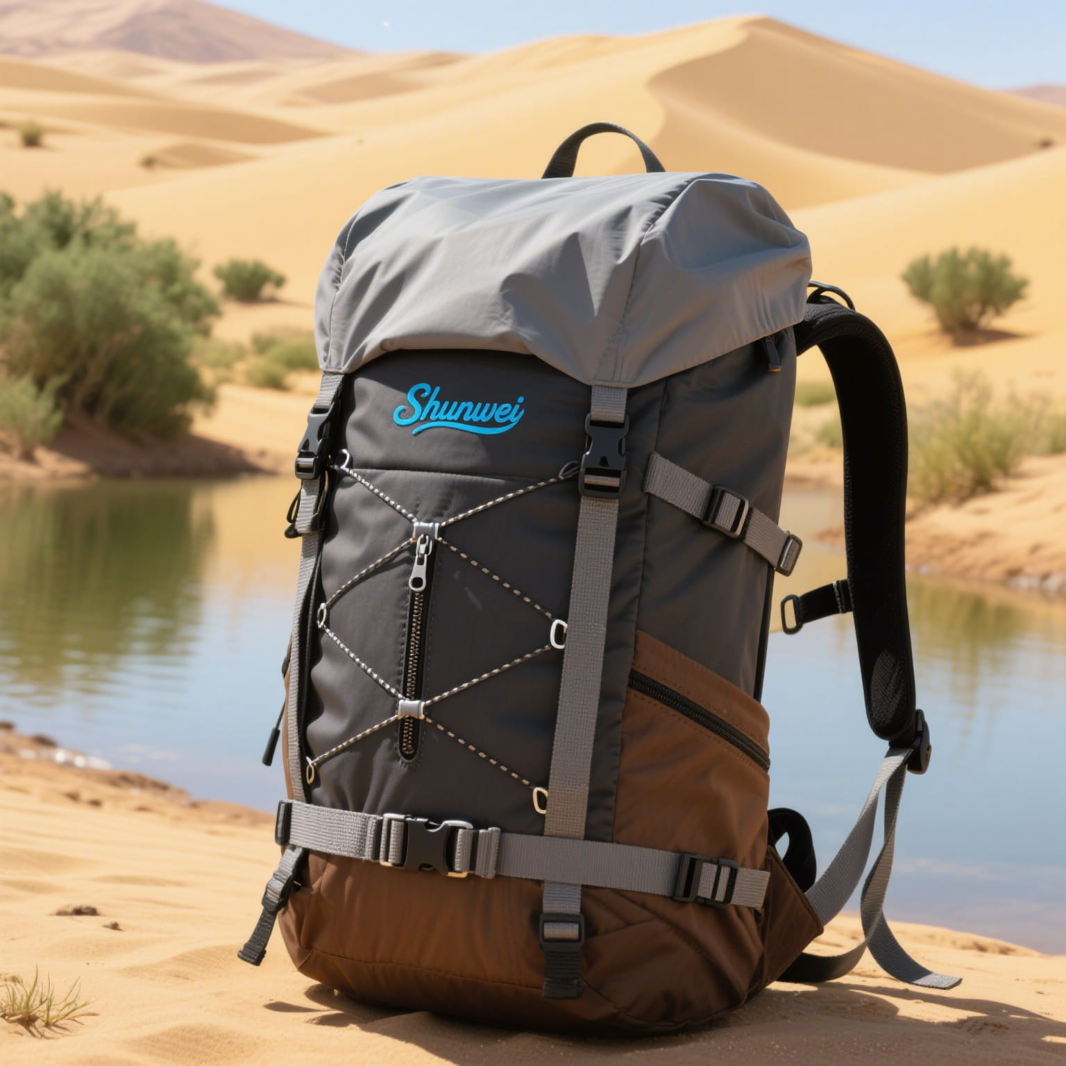 Grayish-white casual hiking bag