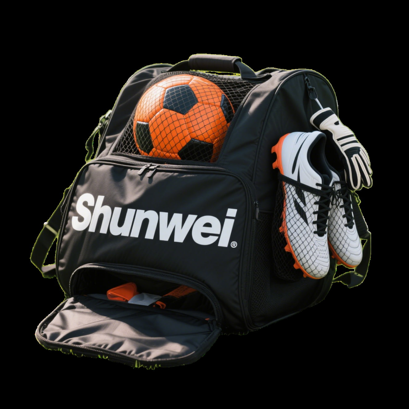 Double-layer single-piece football bag