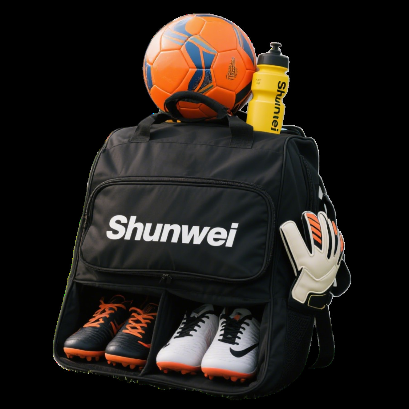 Double shoe compartment football backpack