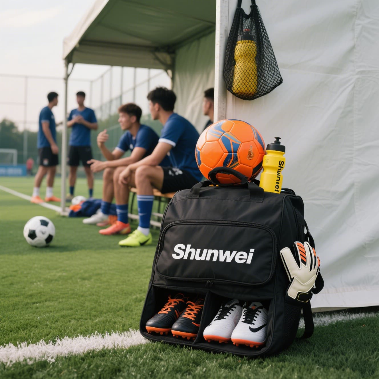 Double shoe compartment football backpack