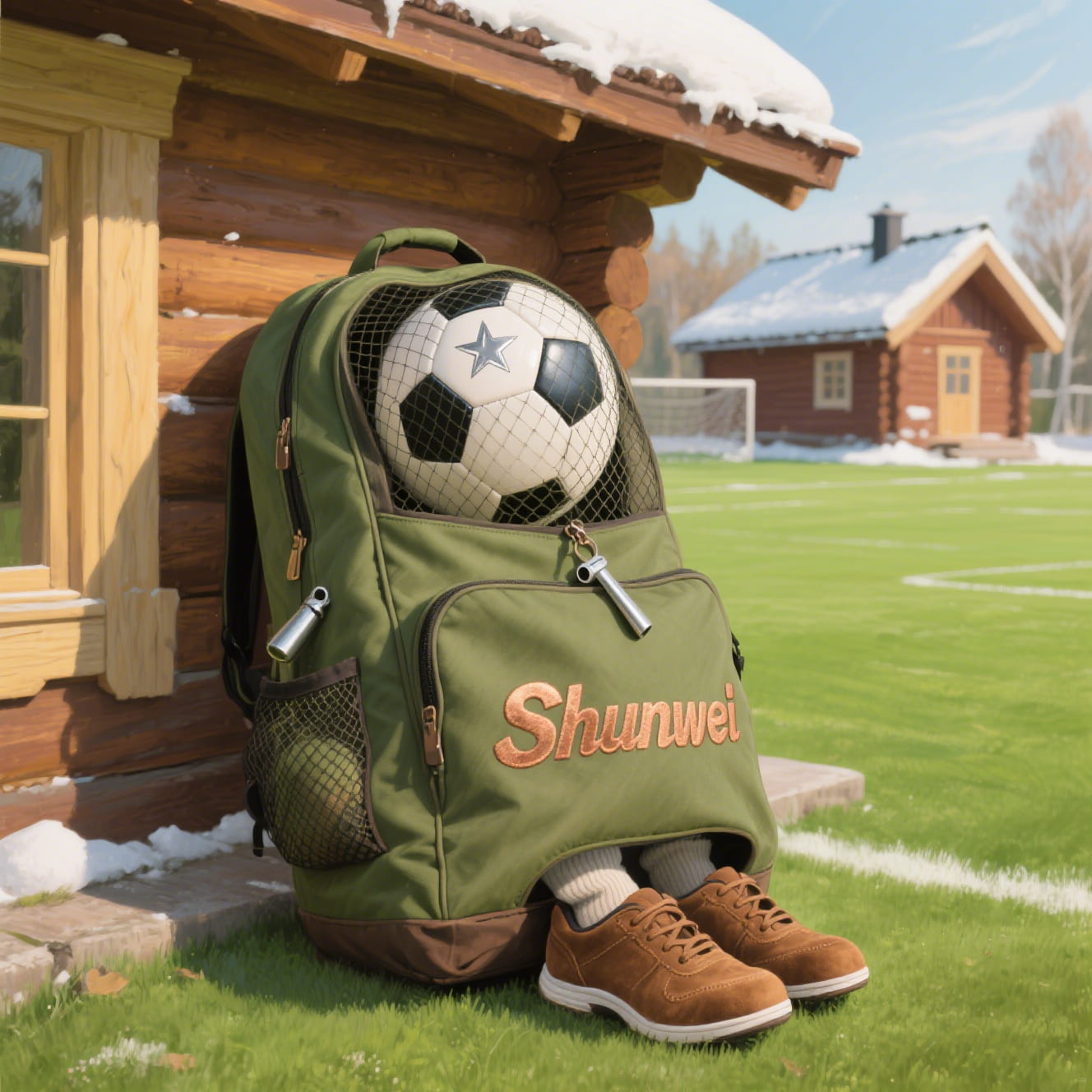 Green Grassland Double – Compartment Football Bag