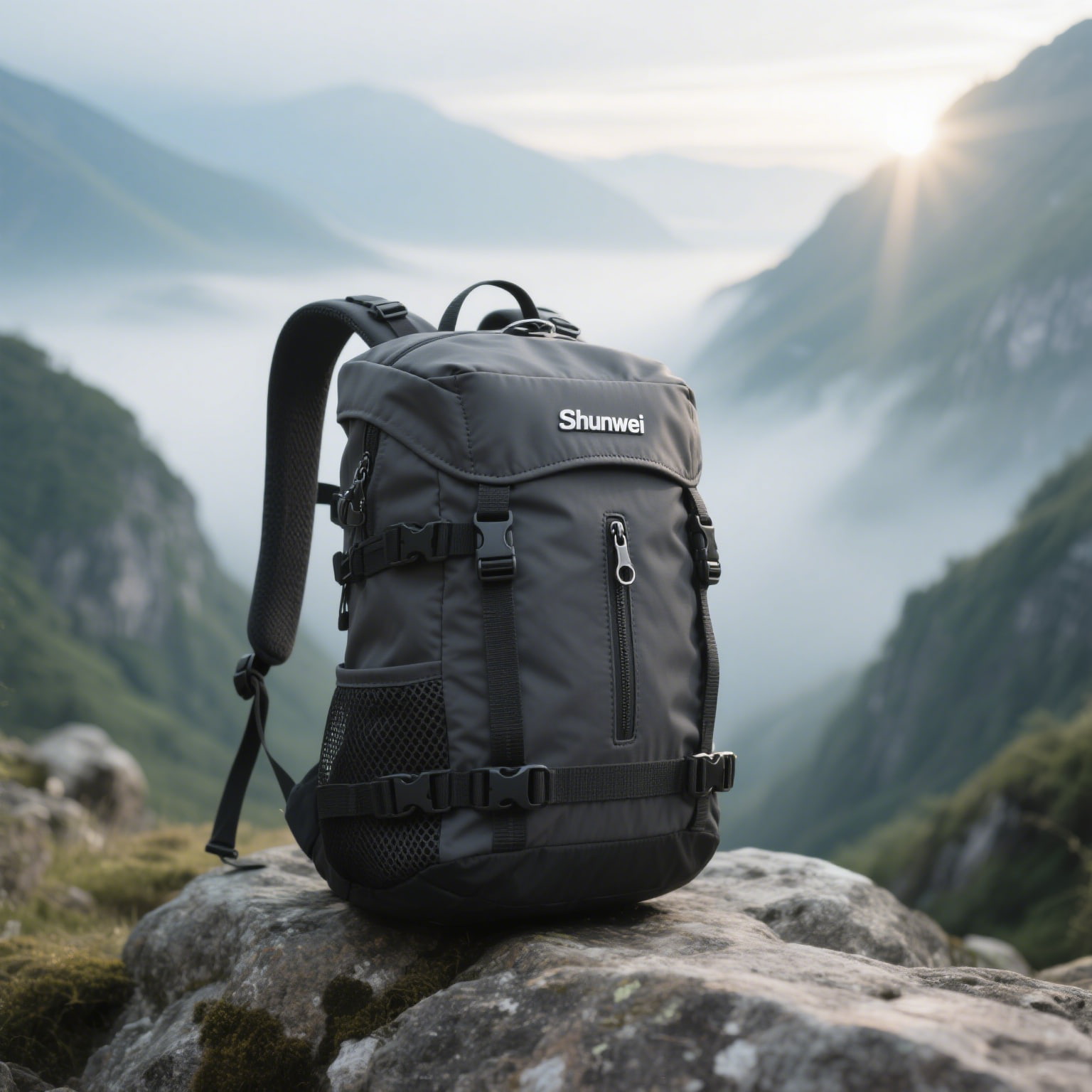 Grey-black casual waterproof hiking bag