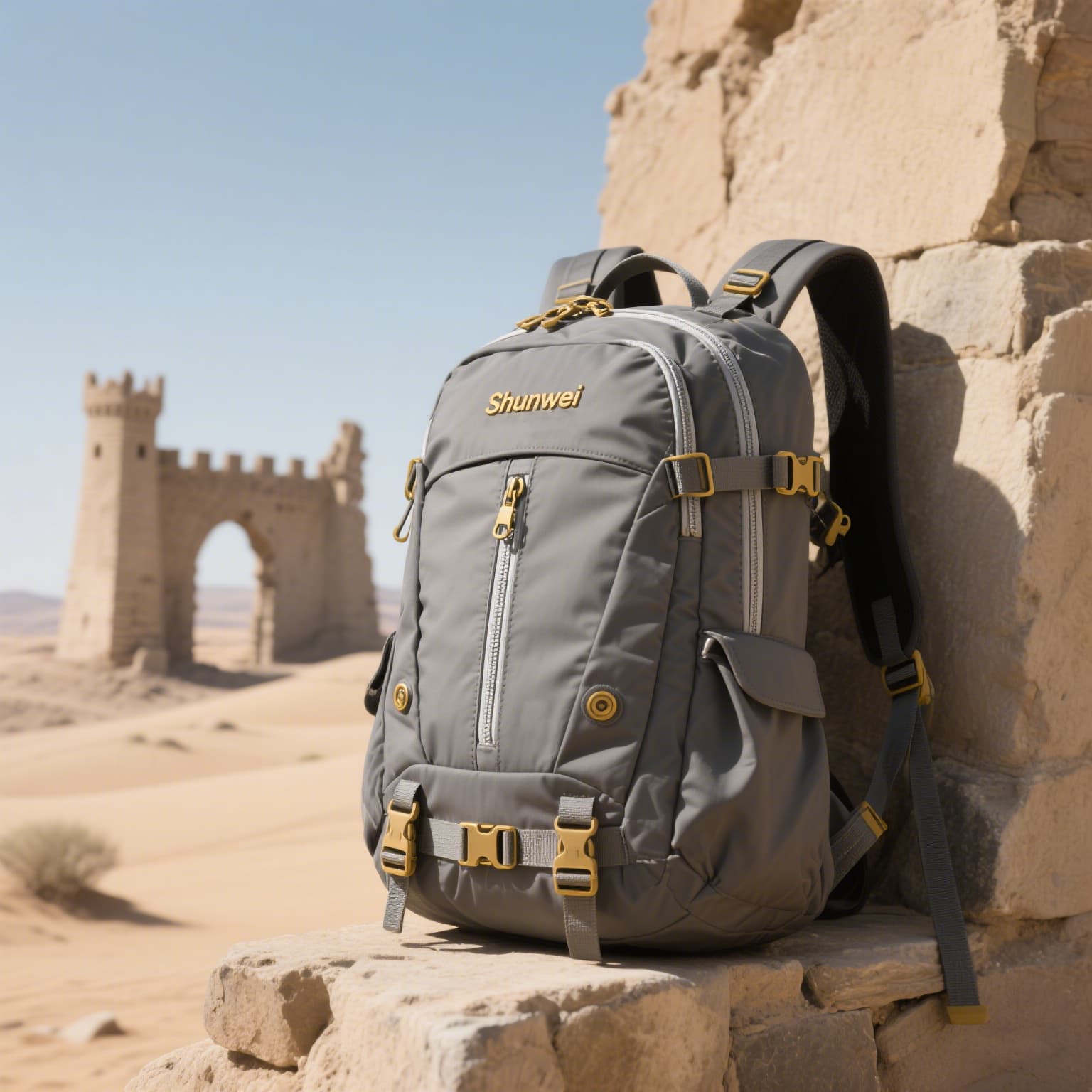 Grey short-distance hiking bag