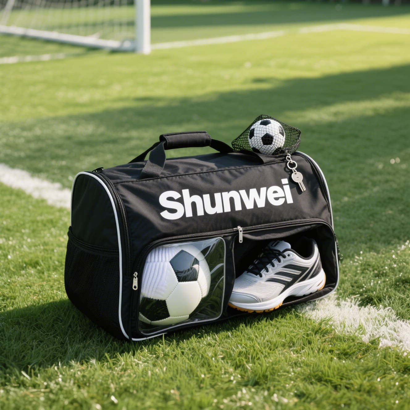 Handheld double-compartment football bag
