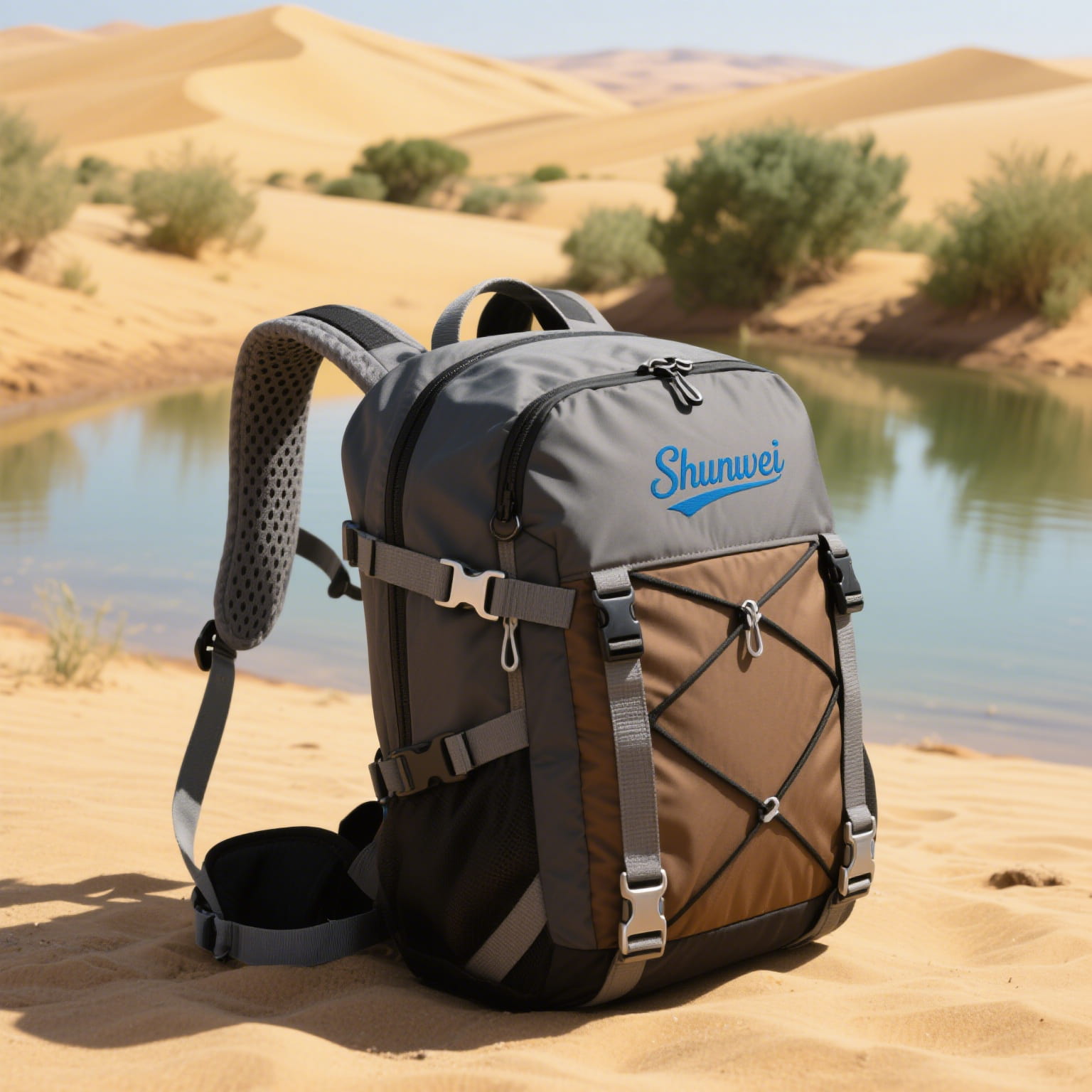 Khaki gray casual hiking bag