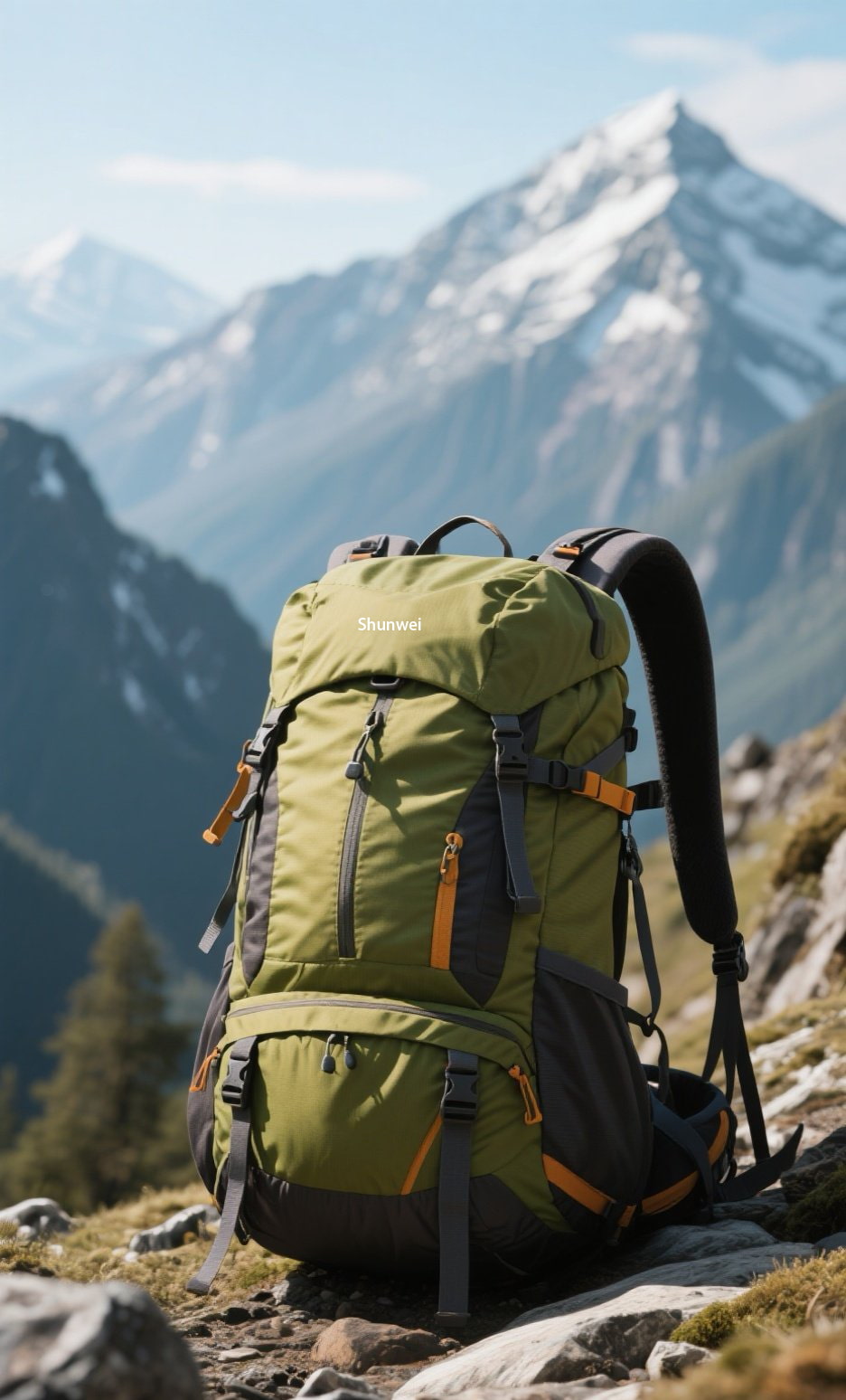 Military green multi-functional short-distance hiking bag