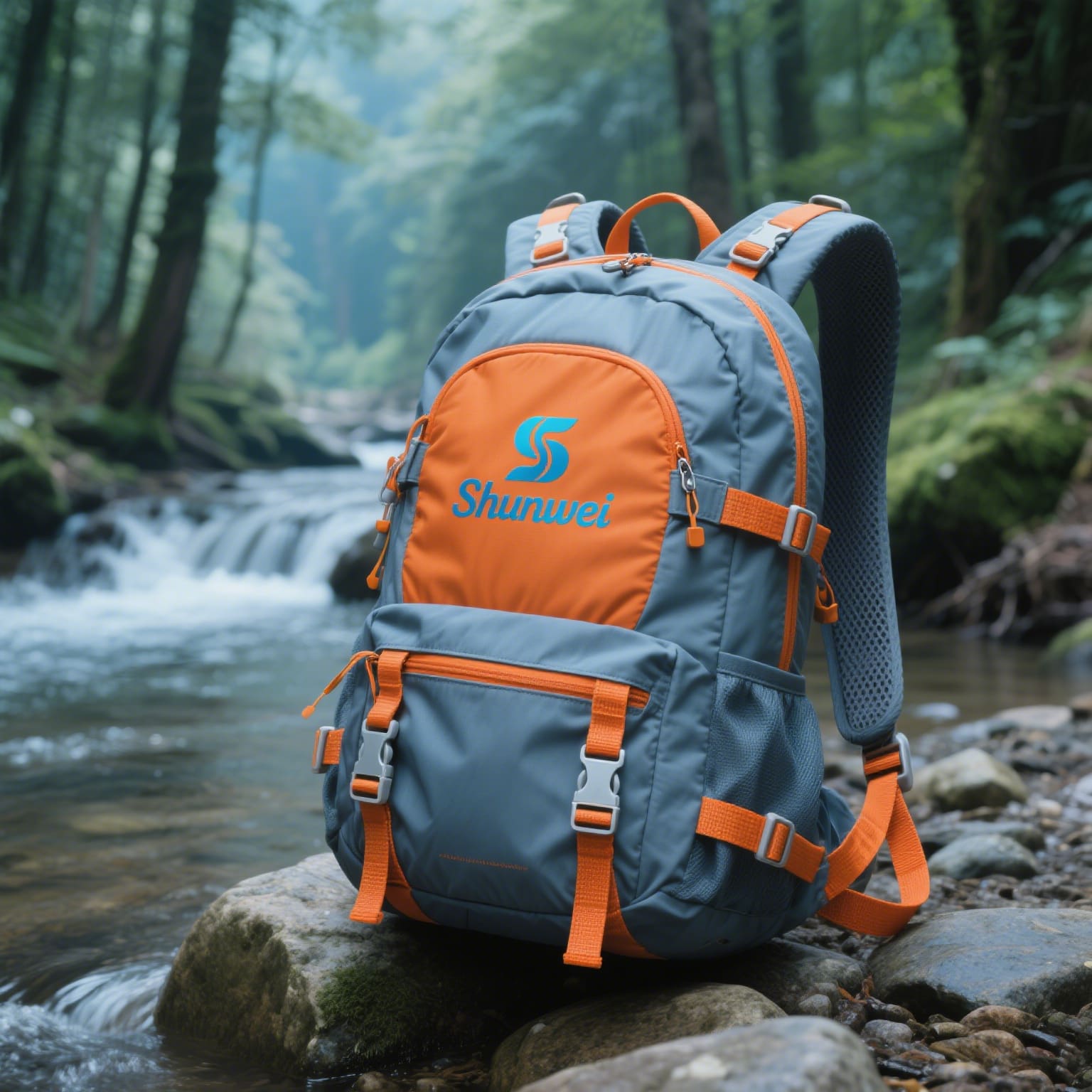 Orange-gray short-distance hiking backpack