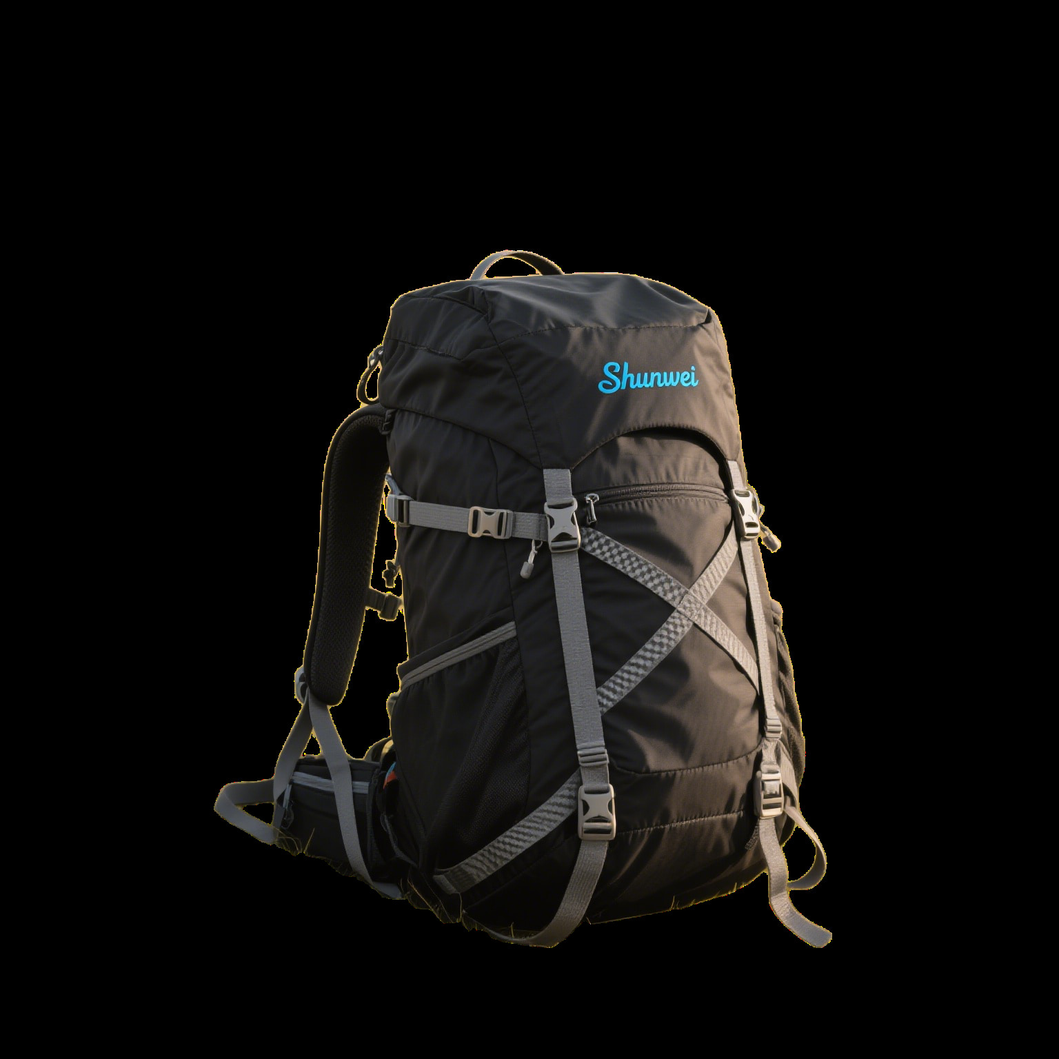 Short-distance black hiking bag