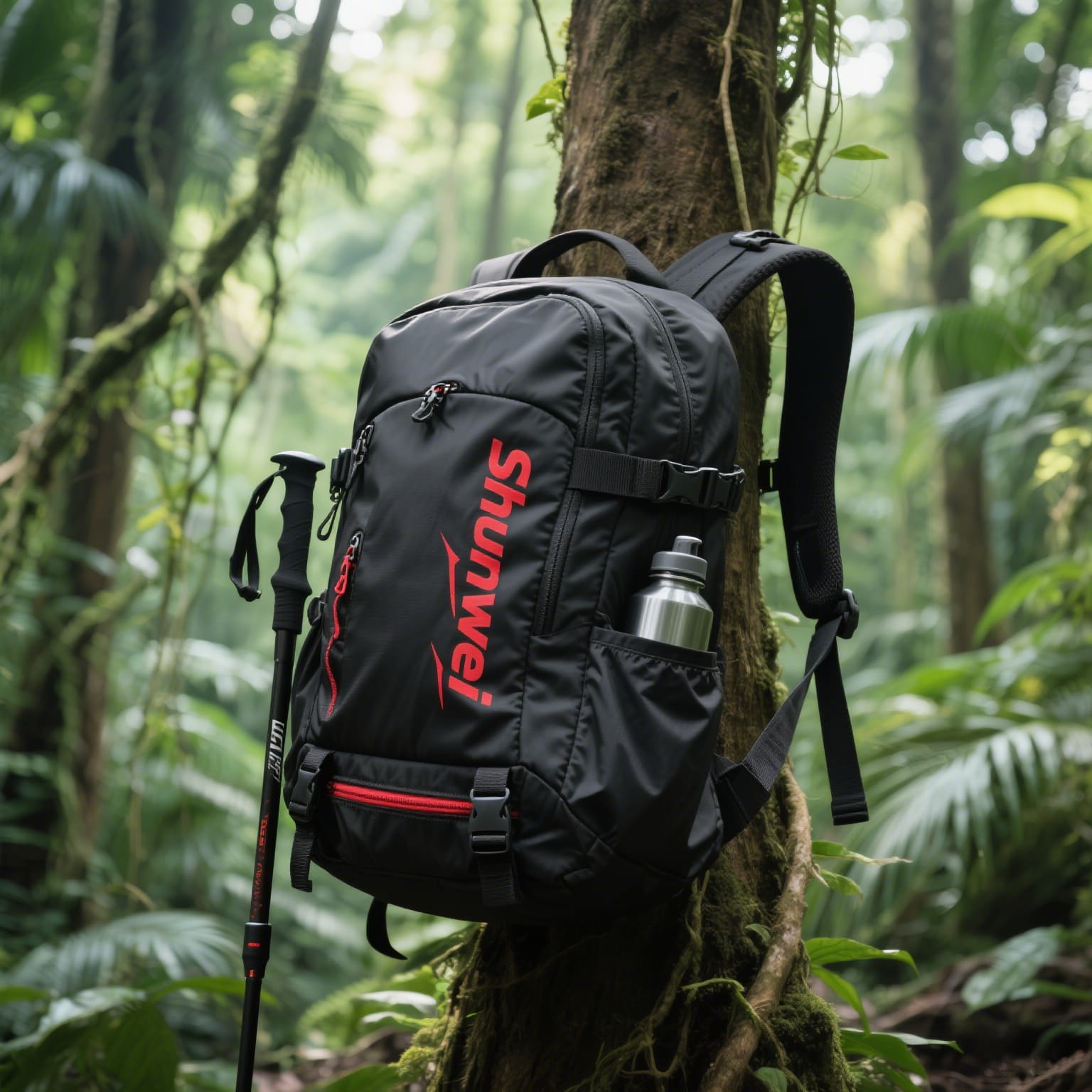 Short-distance stylish black hiking bag